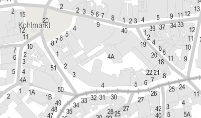 Onmaps-Karte mit Hausnummern der Deutschen Post
